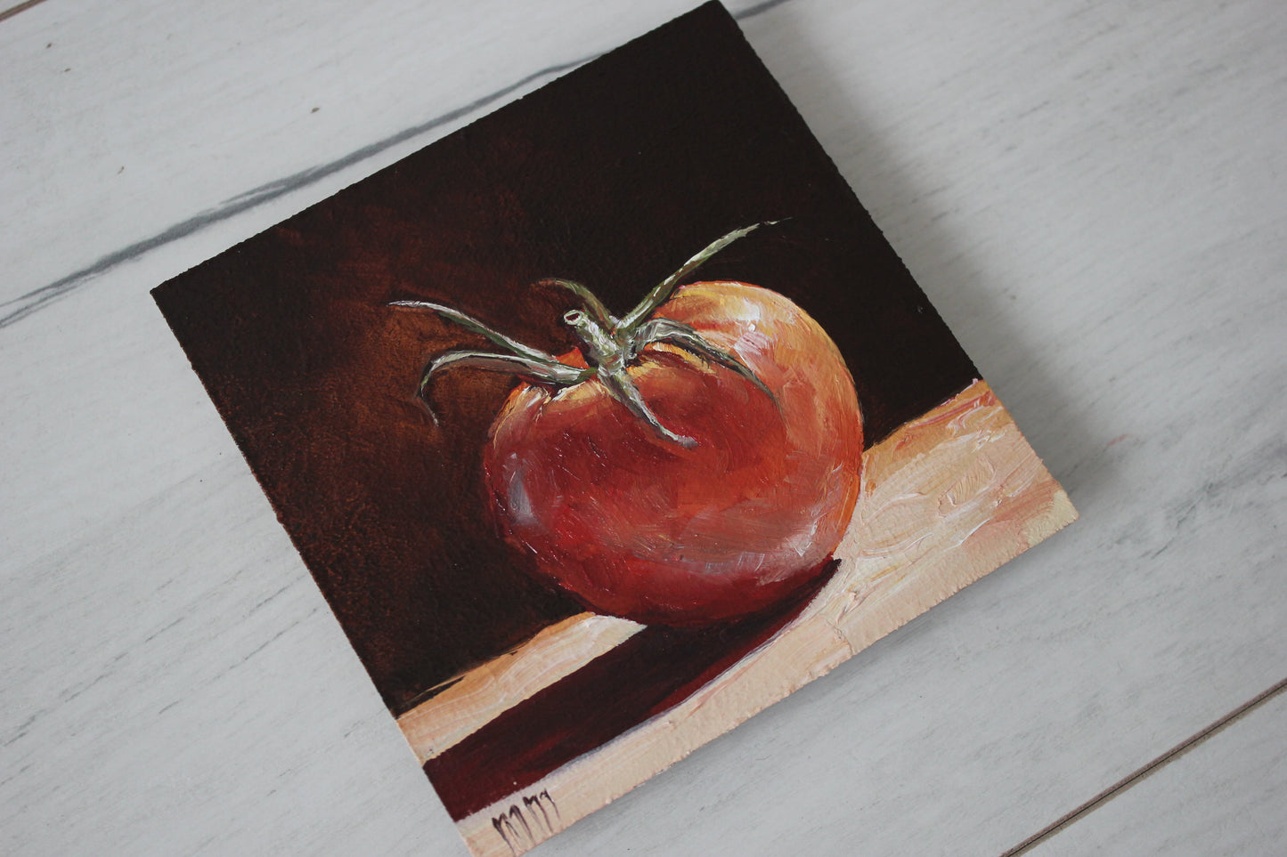 Tomato on Black 4x4in