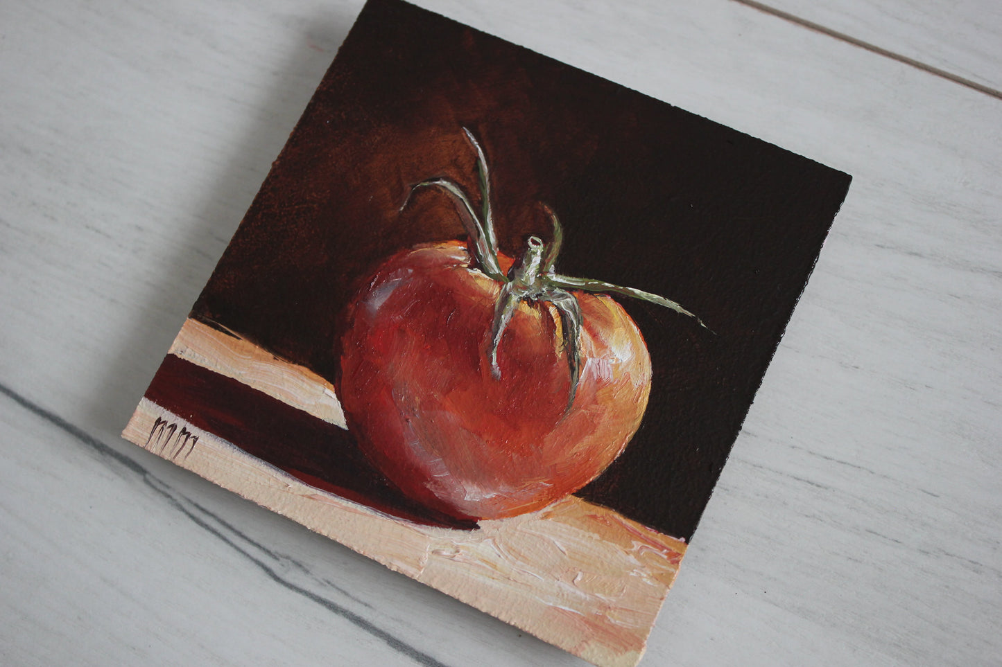 Tomato on Black 4x4in