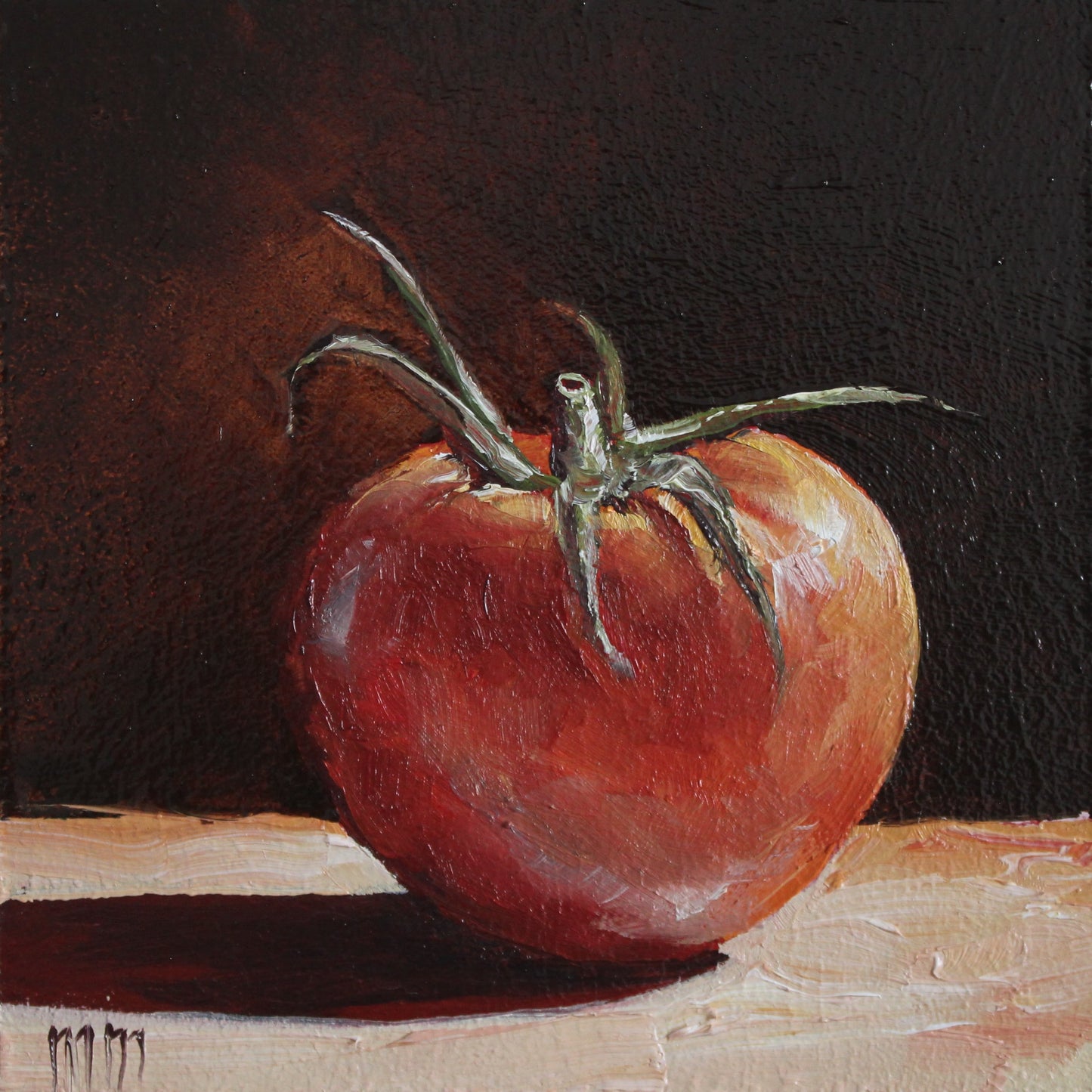 Tomato on Black 4x4in