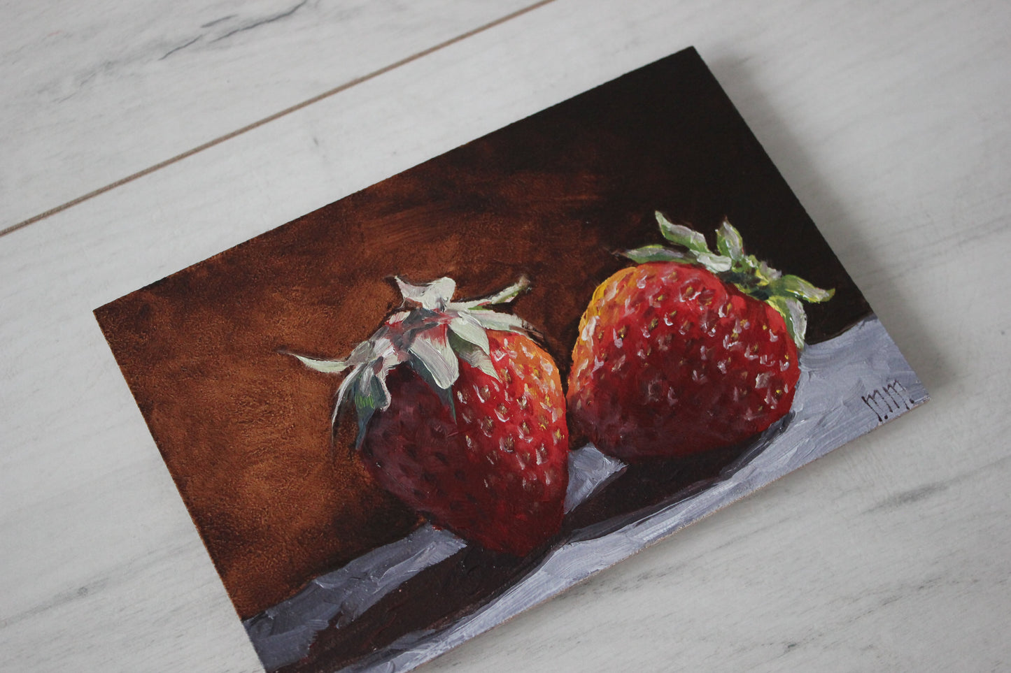 Two strawberries 4x6in