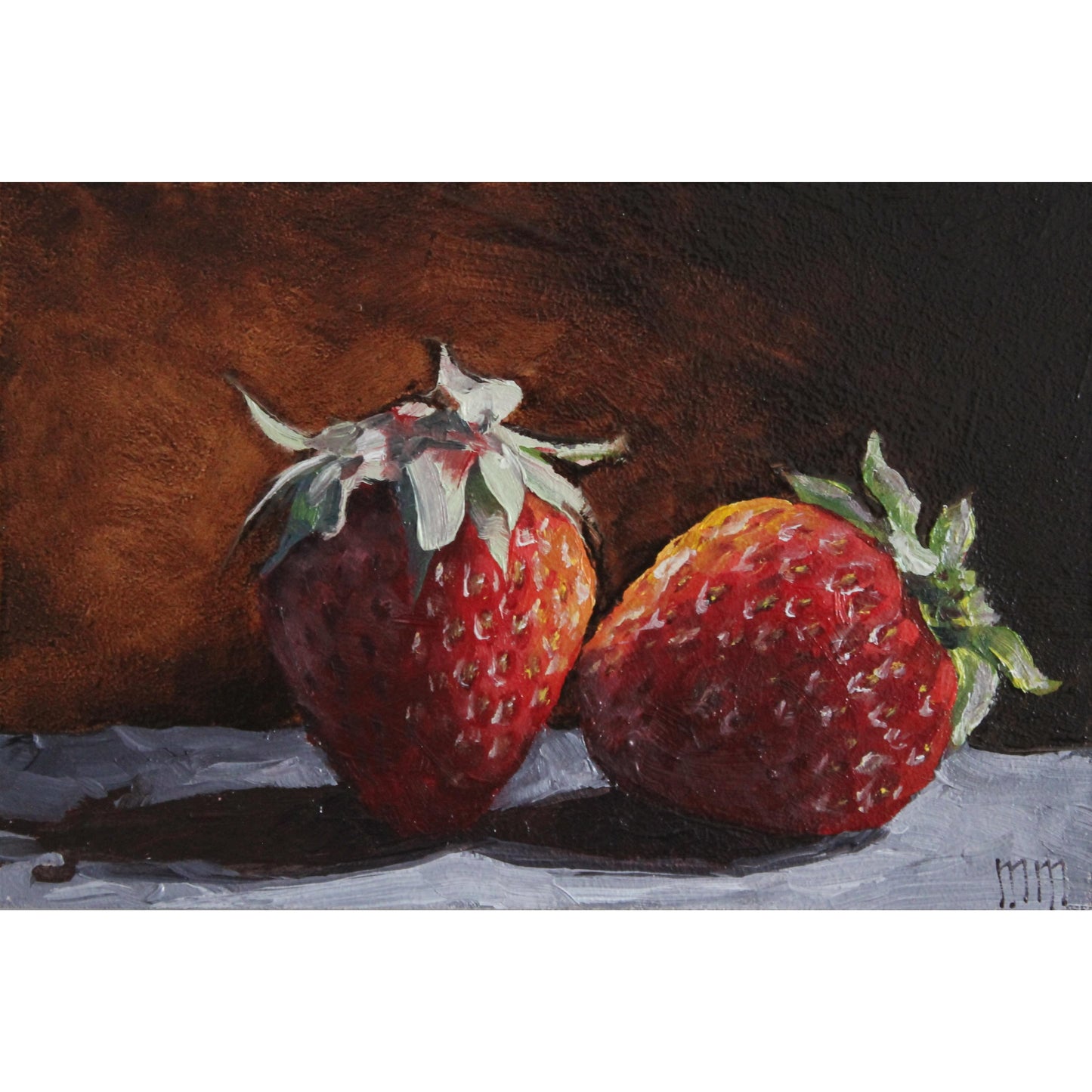 Two strawberries 4x6in