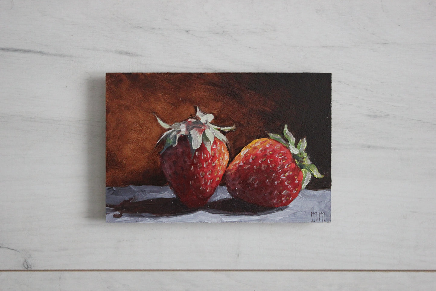 Two strawberries 4x6in