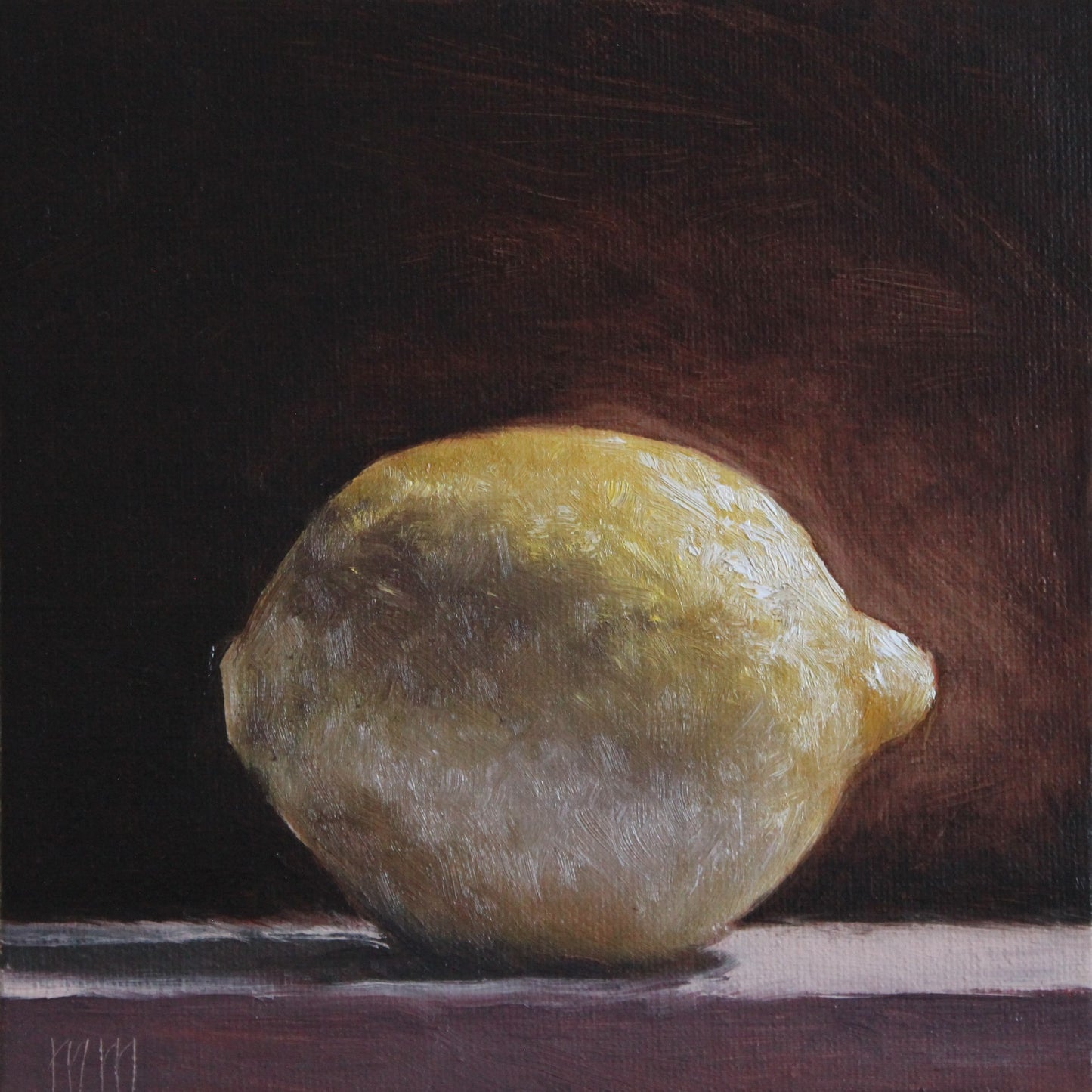 Lemon on black 6x6in