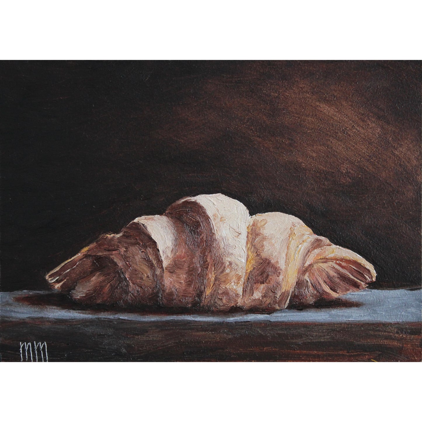 Croissant on black 5x7in