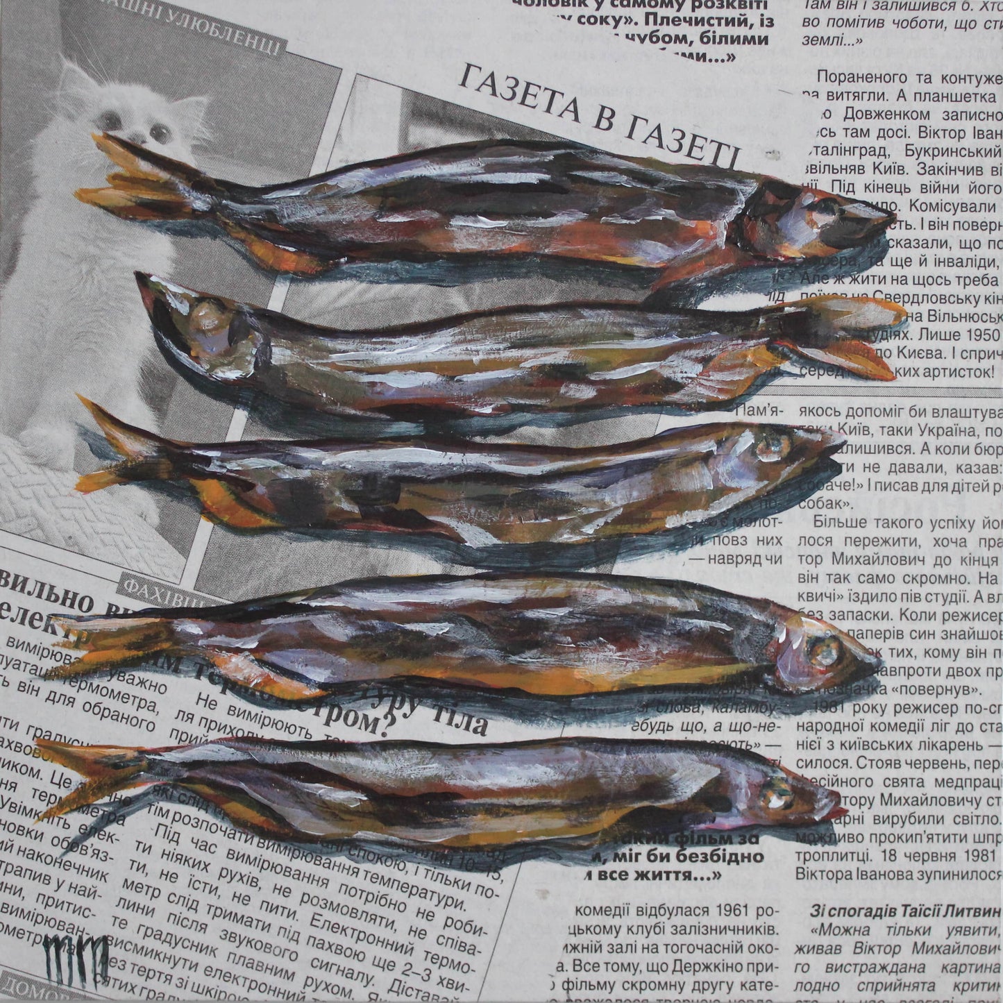 Five Sardines 8x8in