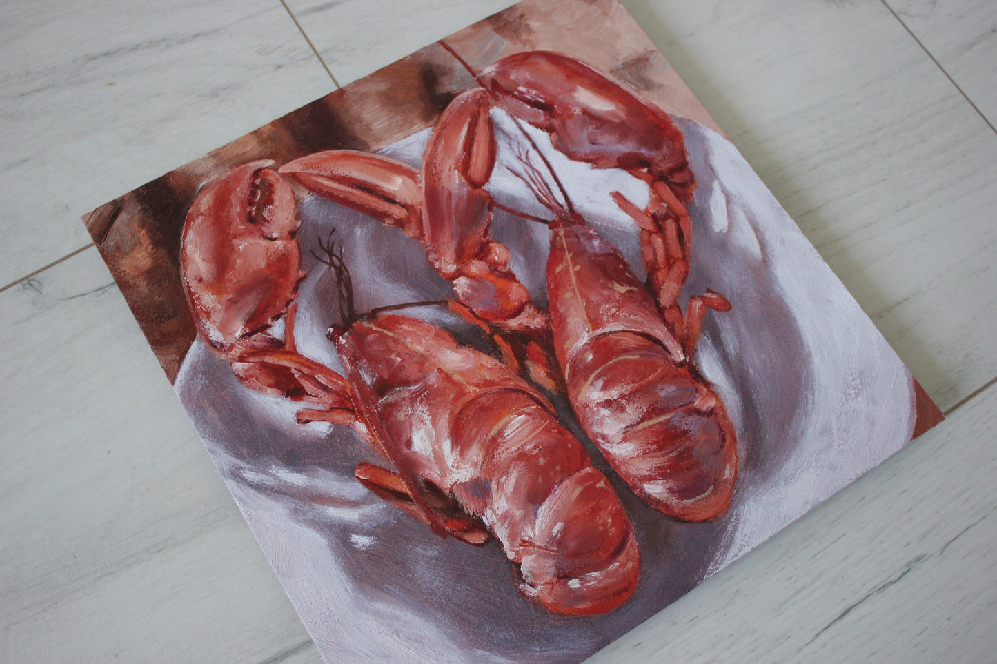 Two Lobsters 8x8in