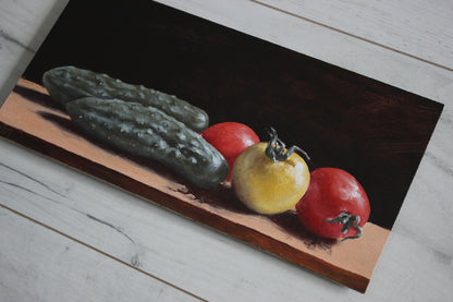 Cucumbers and tomatoes 5x10in