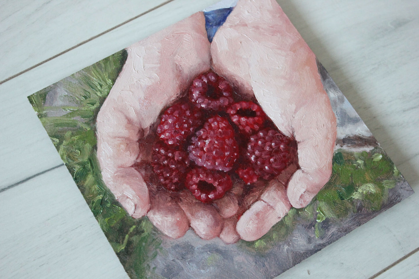 A Handful of Raspberries 6x6in