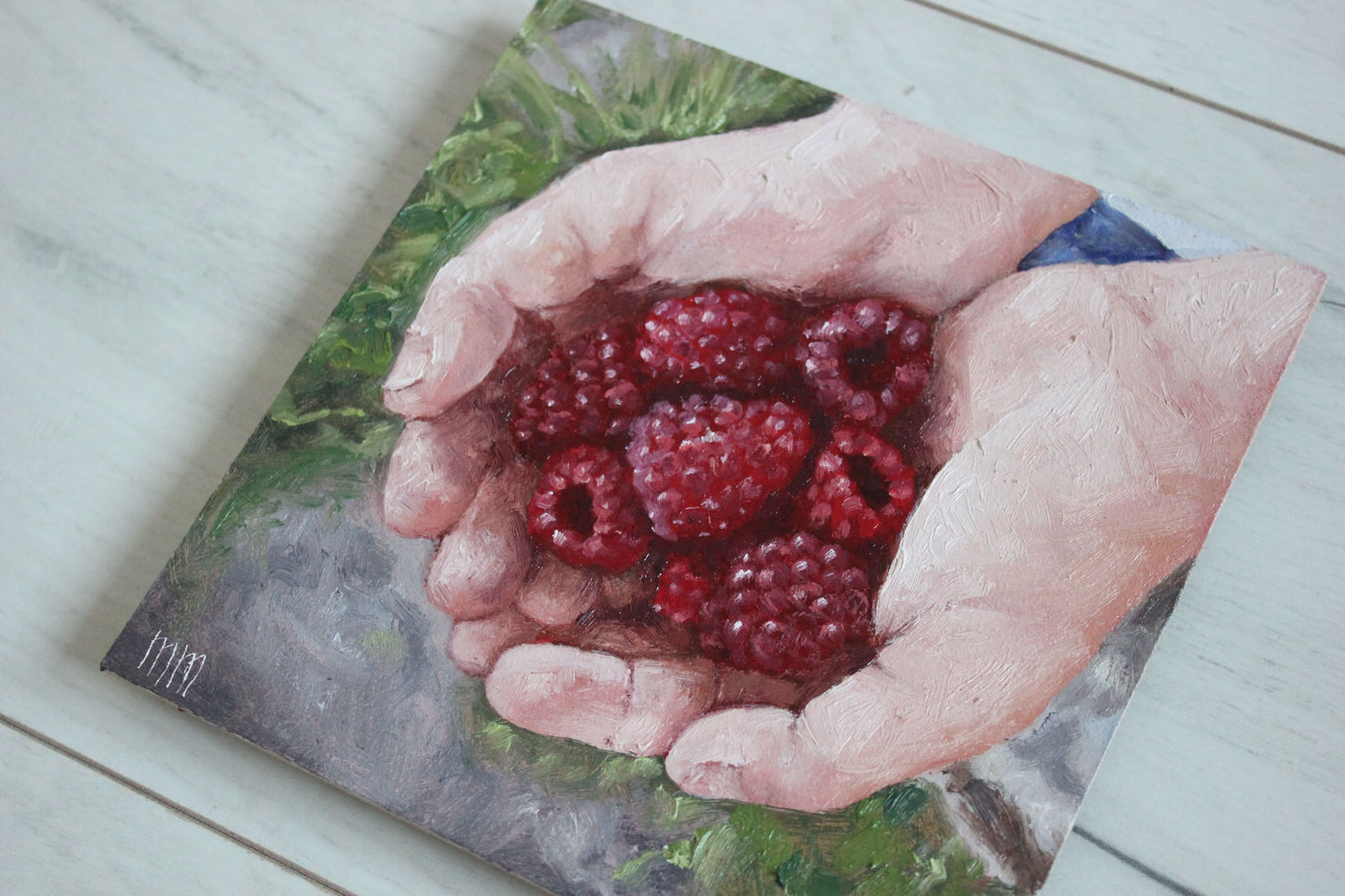 A Handful of Raspberries 6x6in