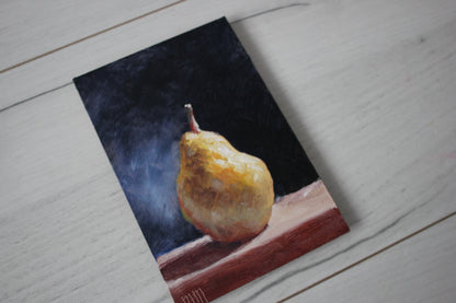 Pear on Black 4x6in