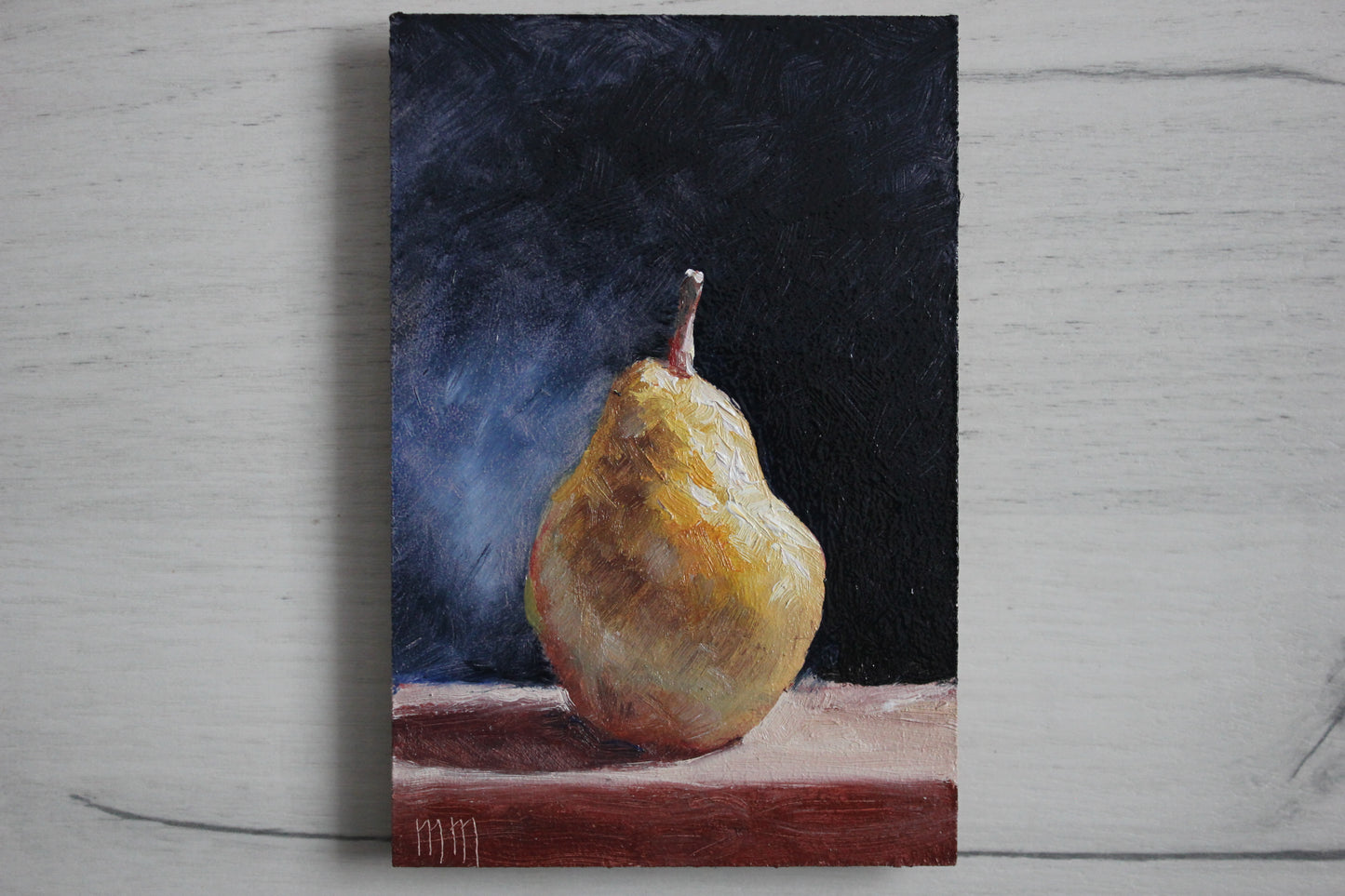 Pear on Black 4x6in