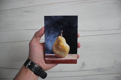 Pear on Black 4x6in