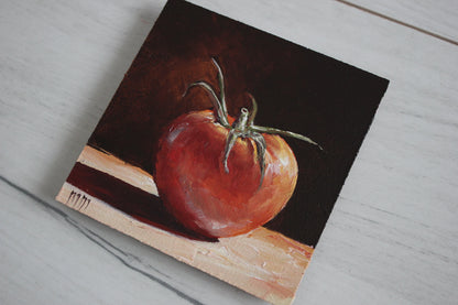 Tomato on Black 4x4in