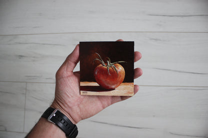 Tomato on Black 4x4in