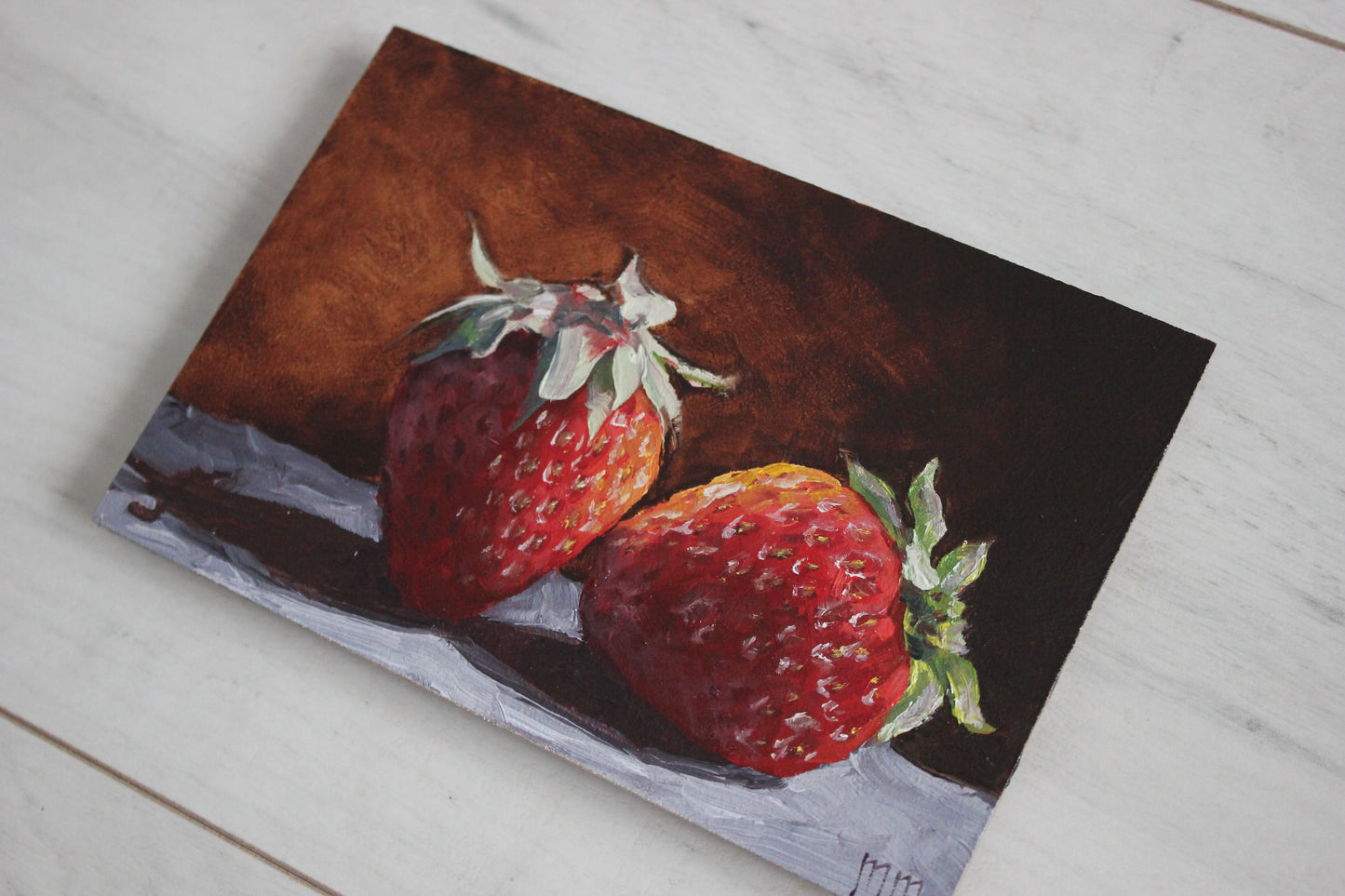 Two strawberries 4x6in