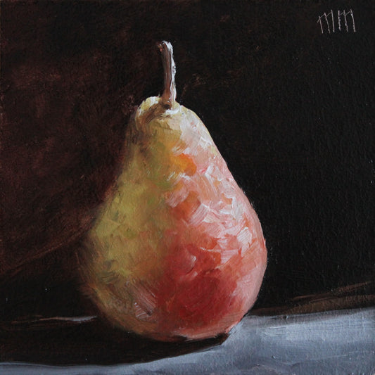 Pear on Black 4x4in