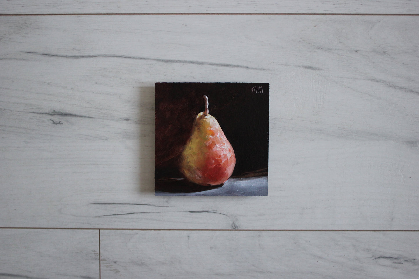 Pear on Black 4x4in