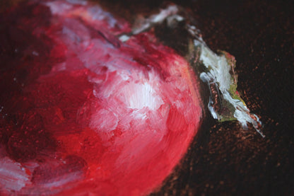 Red Apple on Black 4x4in
