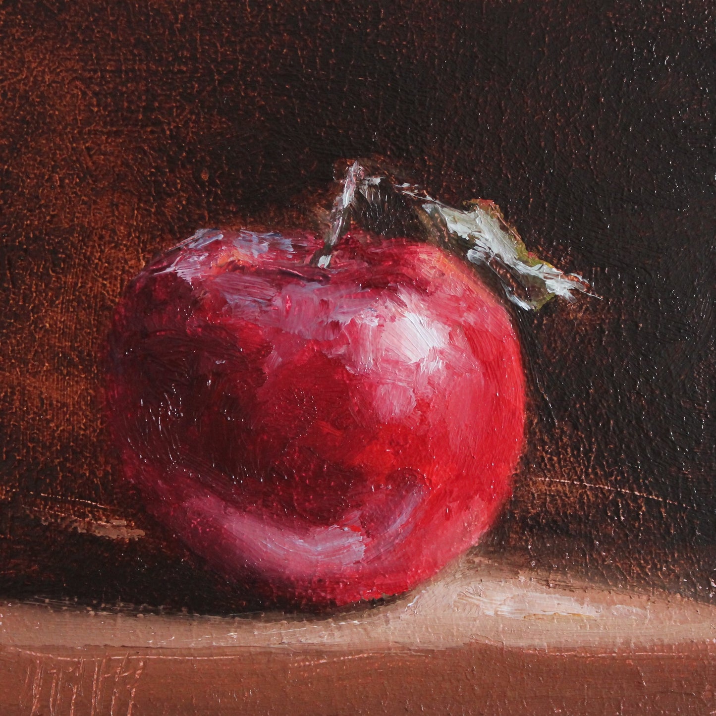 Red Apple on Black 4x4in
